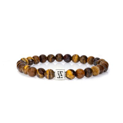 Classic Brown Tiger Eye Men Bracelet - Sterling Silver