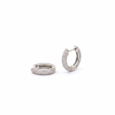 Pavé Halo Hoop Earrings