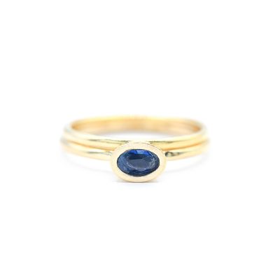 Bague Carina. Pierre Ovale Horizontale [Plaqué Or 18ct]