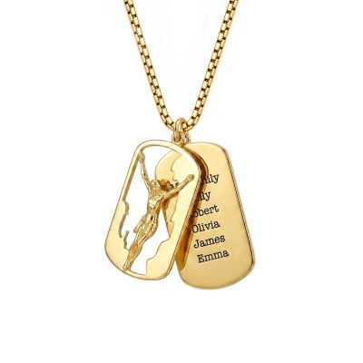 Crucifix Tag Men Name Necklace [18K Gold Plated]