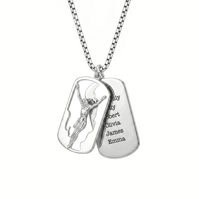 Crucifix Tag Men Name Necklace [Silver]