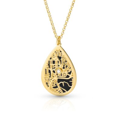 Collier Silhouette Carte Endroit Chéri [Vermeil 18ct]