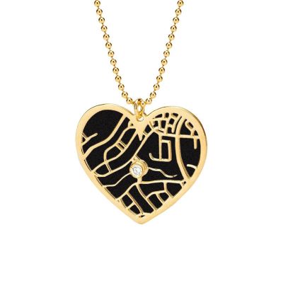 Herzensbindungen Silhouette Kette mit Kartenanhänger [750er Gold Vermeil]