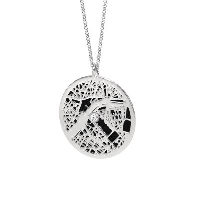 Erinnerungskreis Kette mit Kartenanhänger [750er Gold Vermeil]