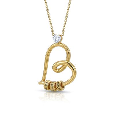 Collier Liens du Сœur Prénom avec Diamant Cœur - Vermeil 18ct