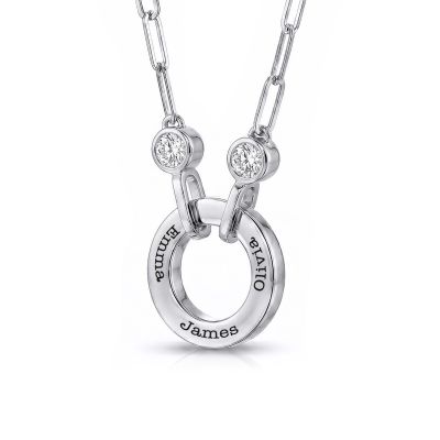 Familienkreis Ankerkette mit Diamanten und Gravur [Silber]