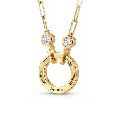 Familienkreis Ankerkette mit Diamanten und Gravur [750er Gold Vermeil]