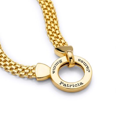 Collier Maille Cercle de Famille avec Prénoms [Plaqué Or 18ct]