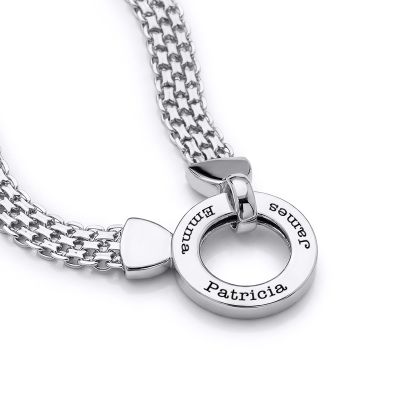 Helena Circle Milanese Chain Name Necklace [Sterling Silver]