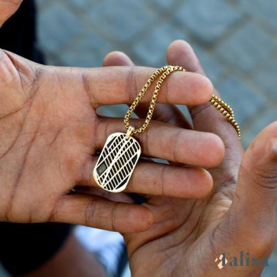 Kaart Silhouet Ketting Voor Mannen - 18K Goud Verguld