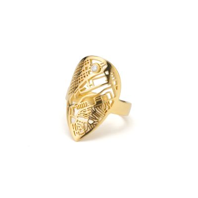 Bague Carte Endroit Chéri [Plaqué Or 18ct]
