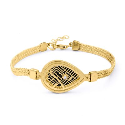 Cherished Spot Silhouette Map Bracelet with Braided Chain [18K Gold Vermeil]