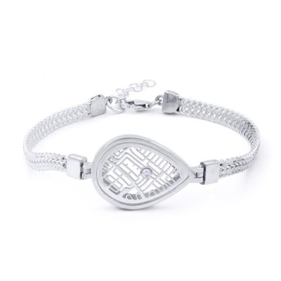 Beliebter Ort Kartenarmband mit geflochtener Kette [Sterlingsilber]