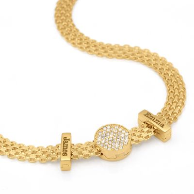 Verzaubertes Pavé Charm Milanaise Kette [750er vergoldet]