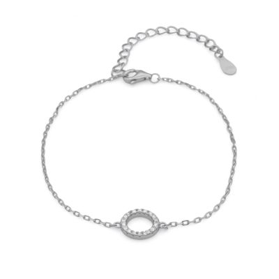 Pavé Circle Pendant Bracelet [Sterling Silver]