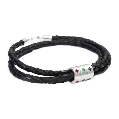 Heren Armband Met Vierkante Stenen in Zilver