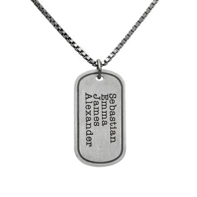Collana Targhetta Classica Multi Incisioni - Argento 925