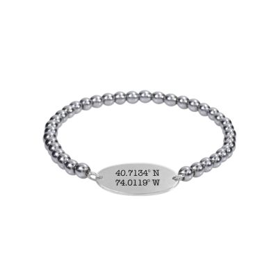 Markante Spur Koordinaten Armband aus Hämatit [Sterlingsilber]