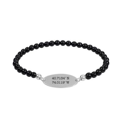 Markante Spur Koordinatenarmband aus Onyx [Sterlingsilber]