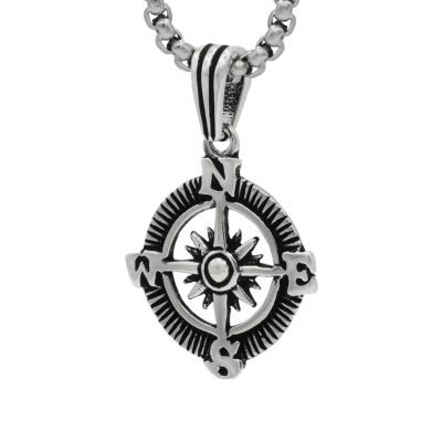 Collier Boussole Étoilée avec Prénoms pour Homme [Argent 925]