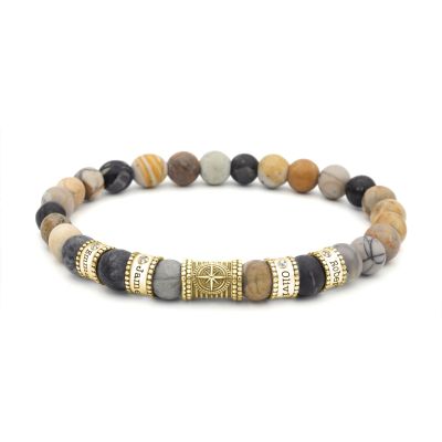 Compass Diamond Name Bracelet - Picasso Jasper [18K Gold Vermeil]