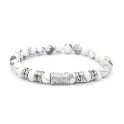 Bracelet Howlite Prénoms avec Boussole pour Homme