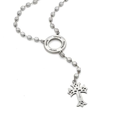 Eternity Circle Cross Necklace with Names [Sterling Silver]