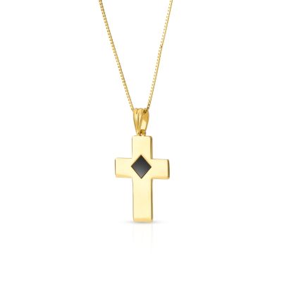 Halskette mit Kreuz und Nano-Bibel [750er Vermeil Gold]