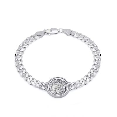 Cuban Link Chain Map Bracelet [Sterling Silver]