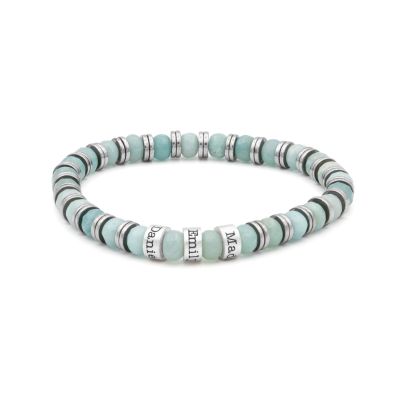 Armband aus Amazonit und Hämatit mit Gravur für Damen [Sterlingsilber]
