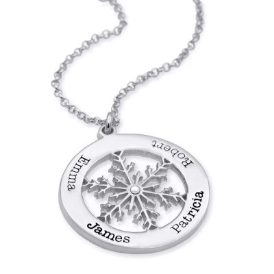 Collar Circular Personalizado con Copo de Nieve [Plata de Ley]