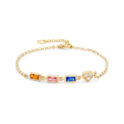Glänzendes Herz Geburtsstein Armband [750er vergoldet]