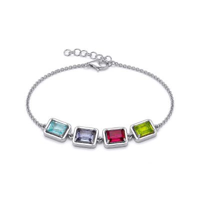 Dazzling Love Cascade Birthstone Bracelet [Silver]