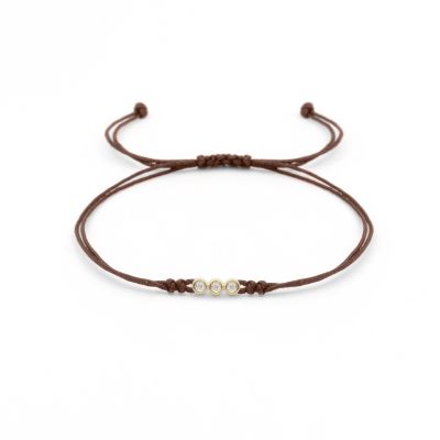 Talisa Stars Diamond Bracelet - Brown String [14 Karat Gold]-3