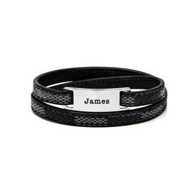 Bracelet Explorateur Cuir avec Prénoms pour Homme