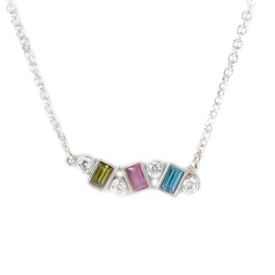 Collier Flux d'Amour Avec Pierres De Naissance [Argent 925]