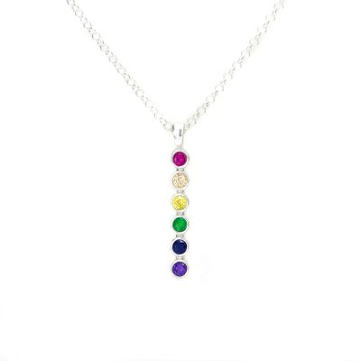 Collar Talisa Estrellas Arcoíris Vertical [Plata de Ley]