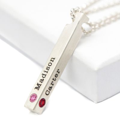Collier Trait d’Union avec Pierres de Naissance [Argent 925]
