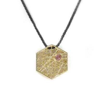 Lebensfaden Hexagon Geburtsstein-Halskette [417er Gold]