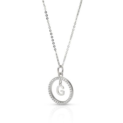 Eclipse Initial Crystal Necklace [Sterling Silver]
