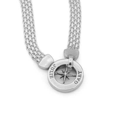 Emma Kompass Kette mit Gravur [Sterlingsilber]