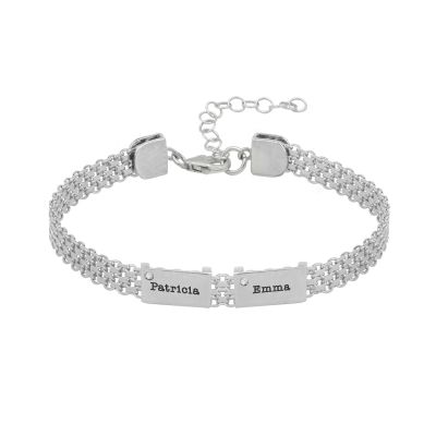 Milanaise Armband mit Gravur und Diamanten [Sterlingsilber]