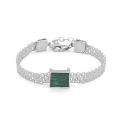 Milanaise Armband mit Malachit [Sterlingsilber]