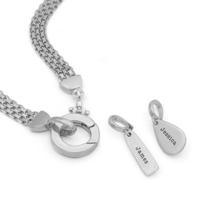Emma Circle Milanese Chain Necklace [Sterling Silver] - with Name Charms