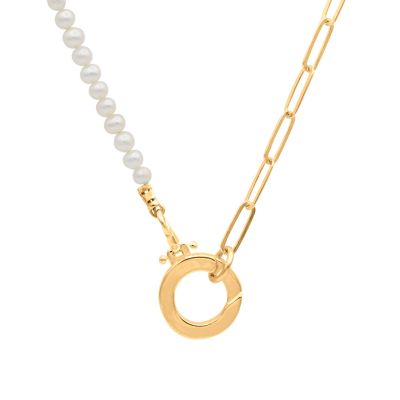 Emma Paperclip & Pearl Necklace [18K Gold Vermeil]