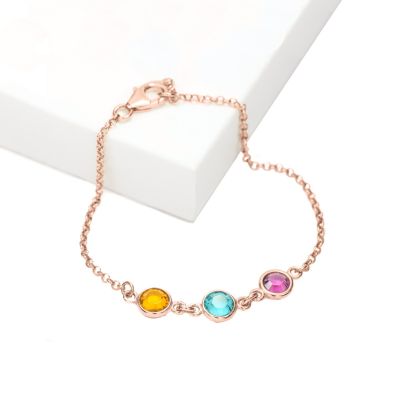 Cavigliera con Ciondoli Incantati con le Pietre di Nascita [Placcato Oro Rosa 18kt]