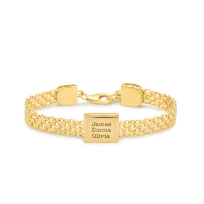 Verzaubertes Milanaise Armband mit Gravur [750er Gold Vermeil]