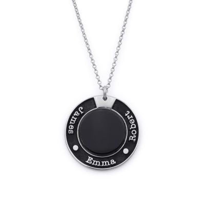 Verzauberter Kreis Namenskette mit Onyx [Sterlingsilber]