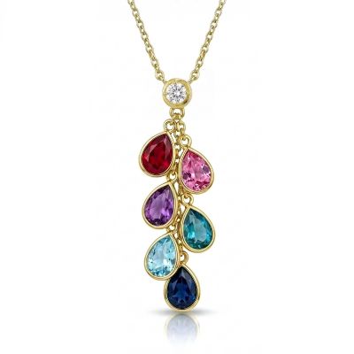 Enchanted Rain Birthstone Necklace with 1ct Diamond [18K Gold Plated]