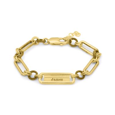 Engravable Bar Amy Chain Bracelet [18K Gold Vermeil]